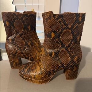 Dolce Vita Tan Snake Print Ankle Booties